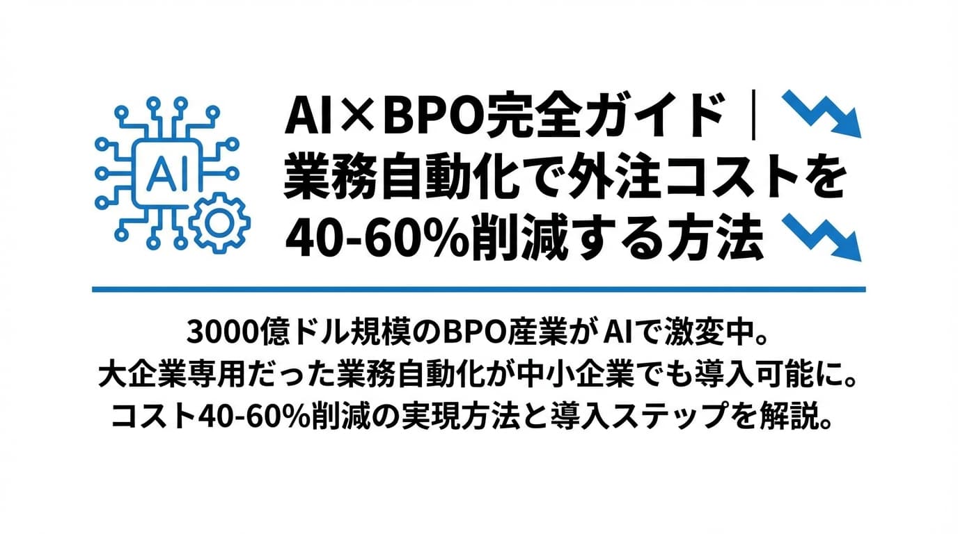 AI×BPO完全ガイド｜業務自動化で外注コストを40-60%削減する方法