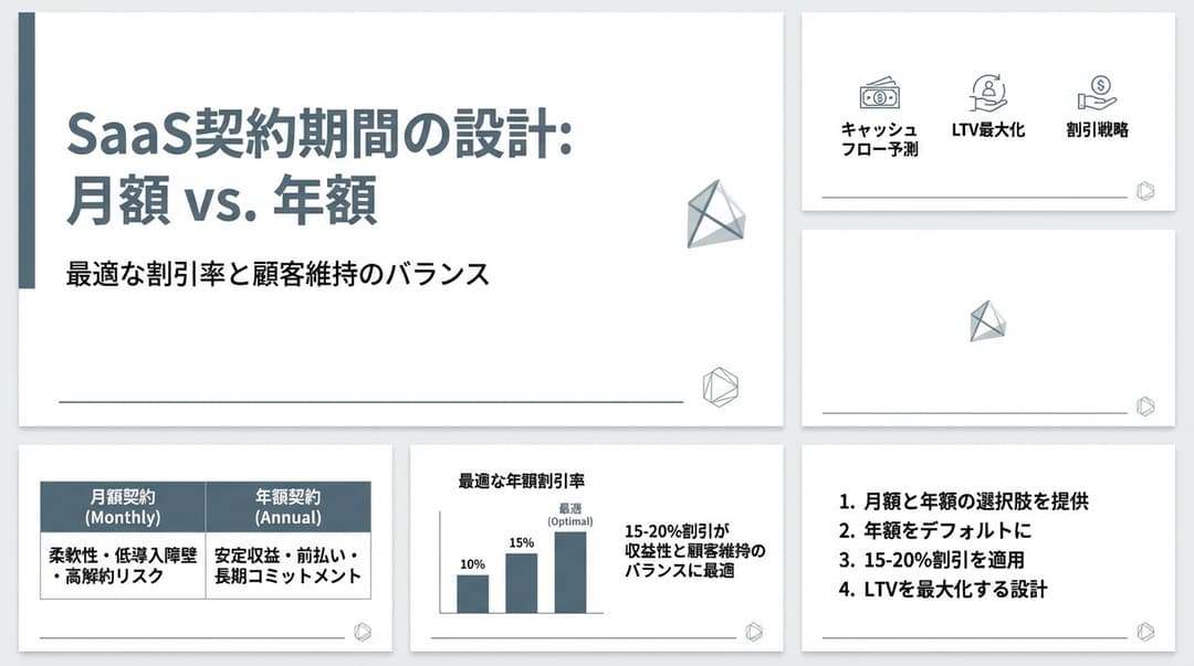 月額と年額の選び方|SaaS契約期間の設計と最適な割引率の決め方