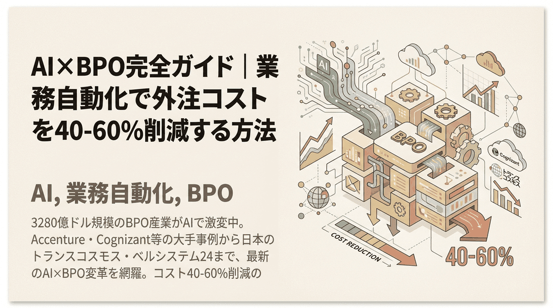 AI×BPO完全ガイド|業務自動化で外注コストを40-60%削減する方法