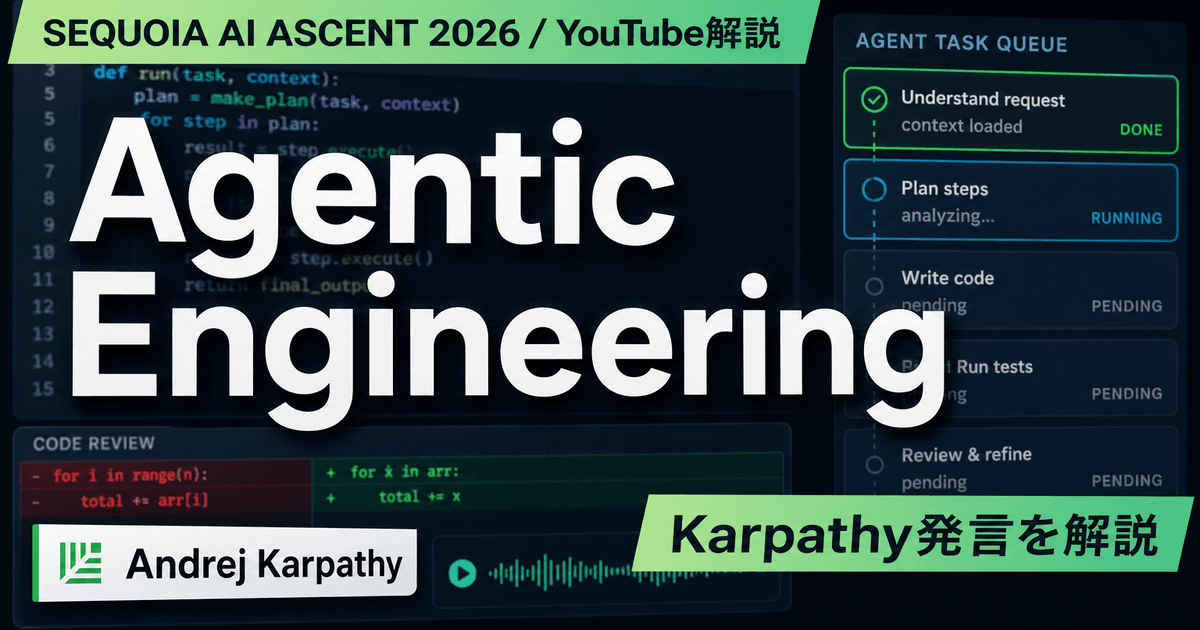 Andrej Karpathy『Vibe Codingの次はAgentic Engineeringである』