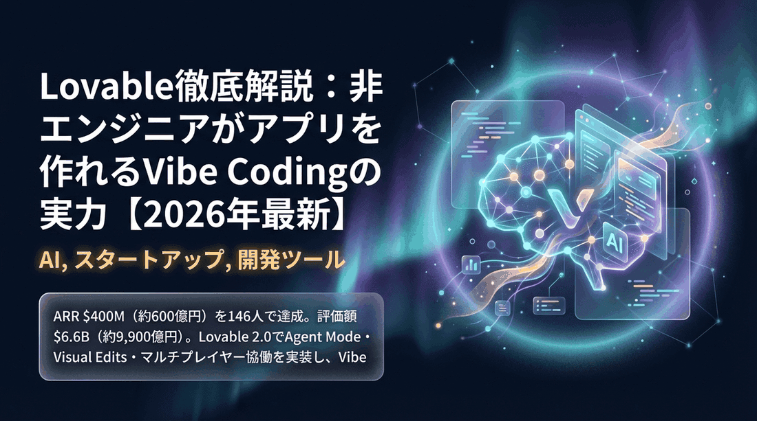 Lovable徹底解説:非エンジニアがアプリを作れるVibe Codingの実力【2026年最新】