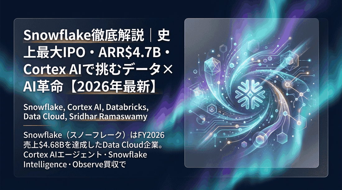 Snowflake徹底解説|史上最大IPO・ARR$4.7B・Cortex AIで挑むデータ×AI革命【2026年最新】